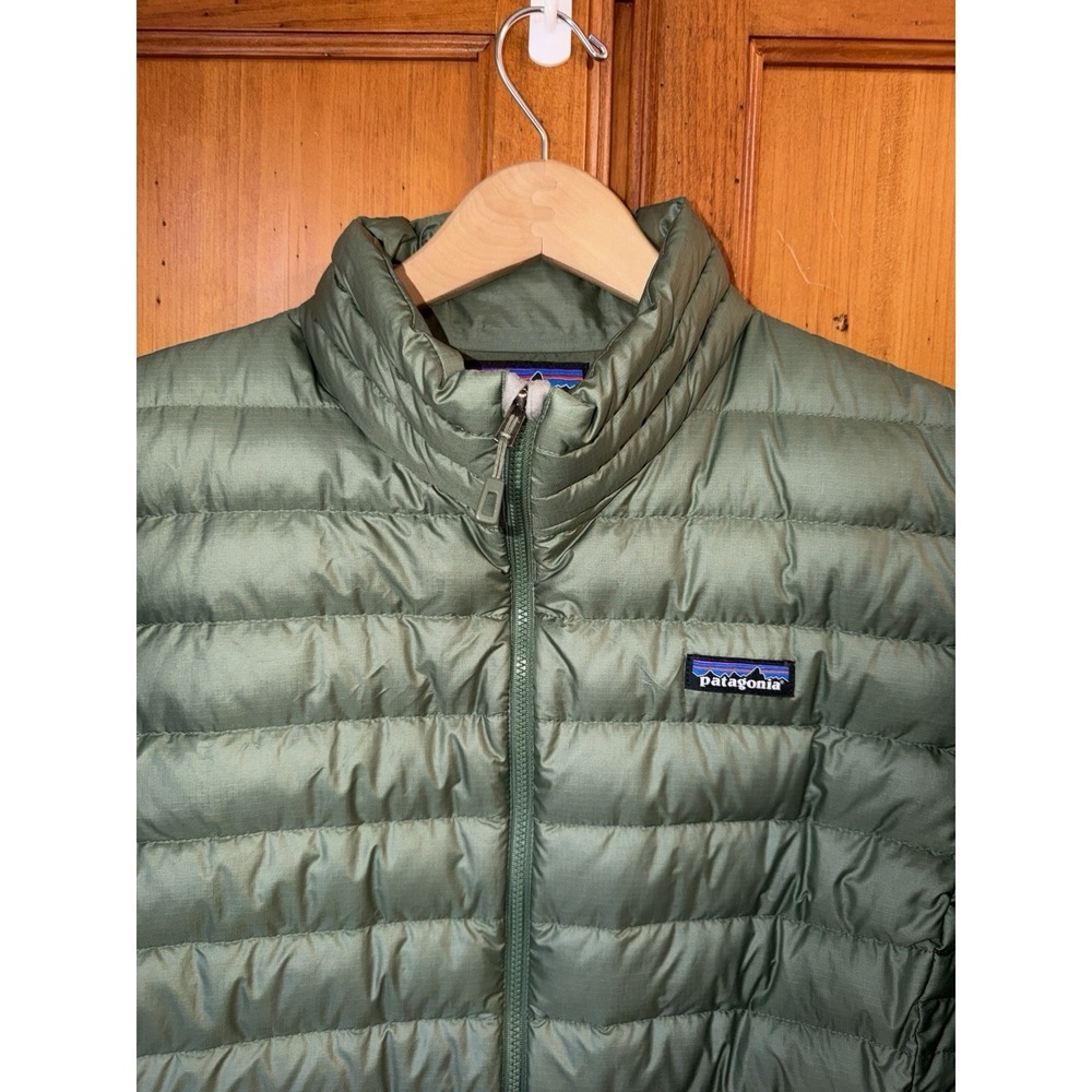 Patagonia Women's XXL Down Sweater Puffer Jacket 84683 Green Quilted Collared - Picture 4 of 9